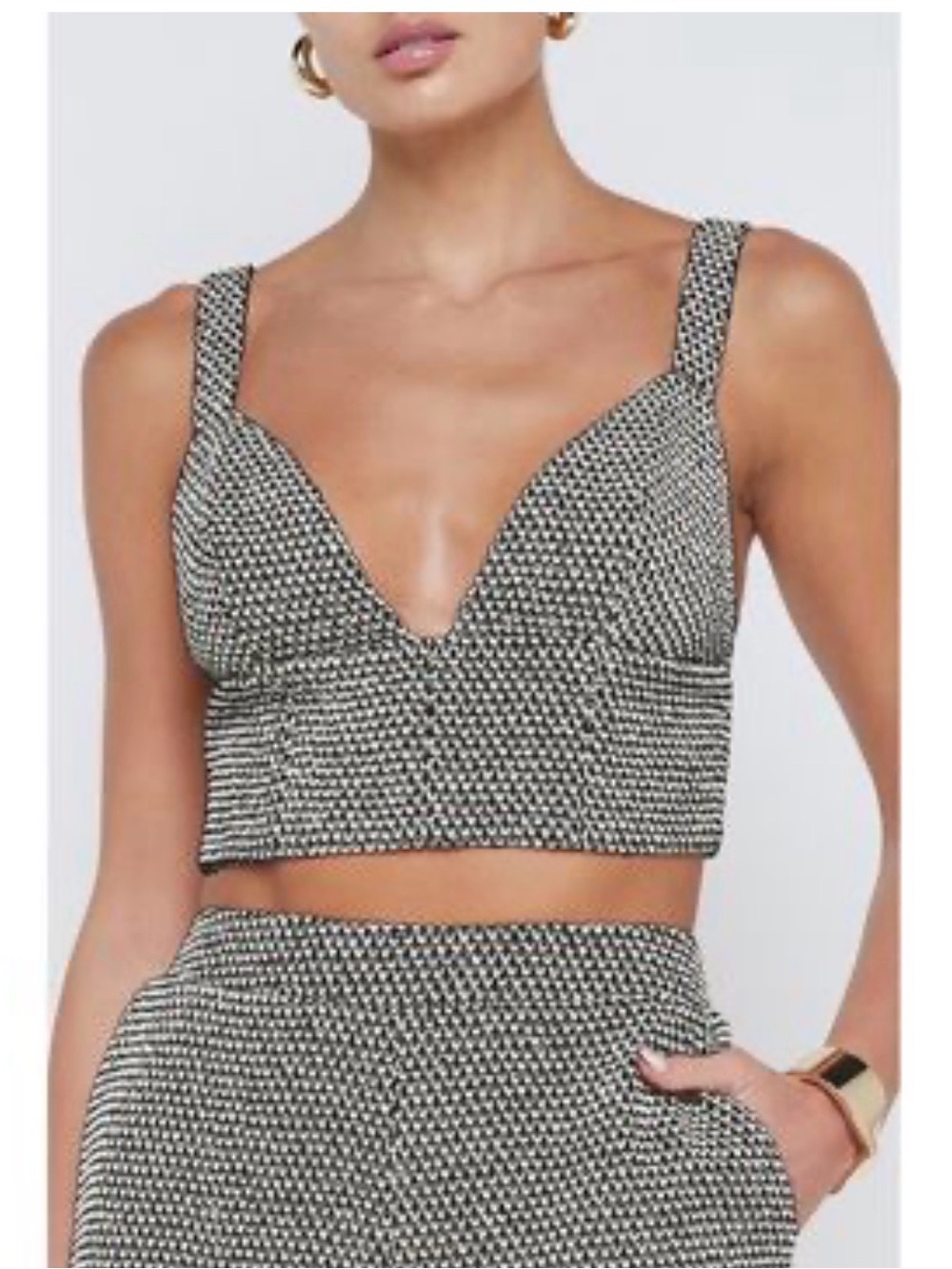 L'AGENCE Women's Blue Castalia Cotton Blend Crop Top